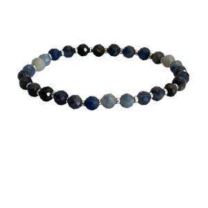 Sapphire Blue Ombré Beaded Stretch Bracelet Grade A